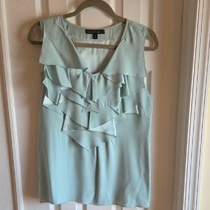 Lafayette 148 New York Light Sage Green SILK Ruffle Blouse